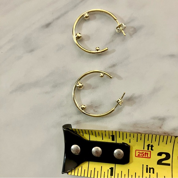 Rachel Glauber 14k Gold Plated Beaded Open Hoop Earrings NWT - Picture 4 of 6